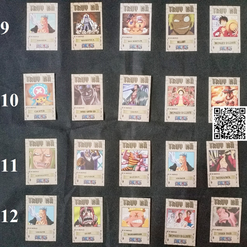 1459-2 Combo 5 Thẻ truy nã trong Anime One Piece Luffy đảo hải tặc Mũ Rơm nhiều mẫu