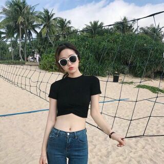 ÁO CROPTOP XOẮN EO TAY NGẮN