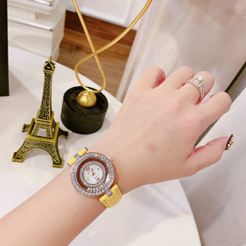 Đồng hồ nữ ROYAL CROW dây da mặt đính đá thời thượng hot trend thời trang giới trẻ, chống nước , bảo hành 12 tháng
