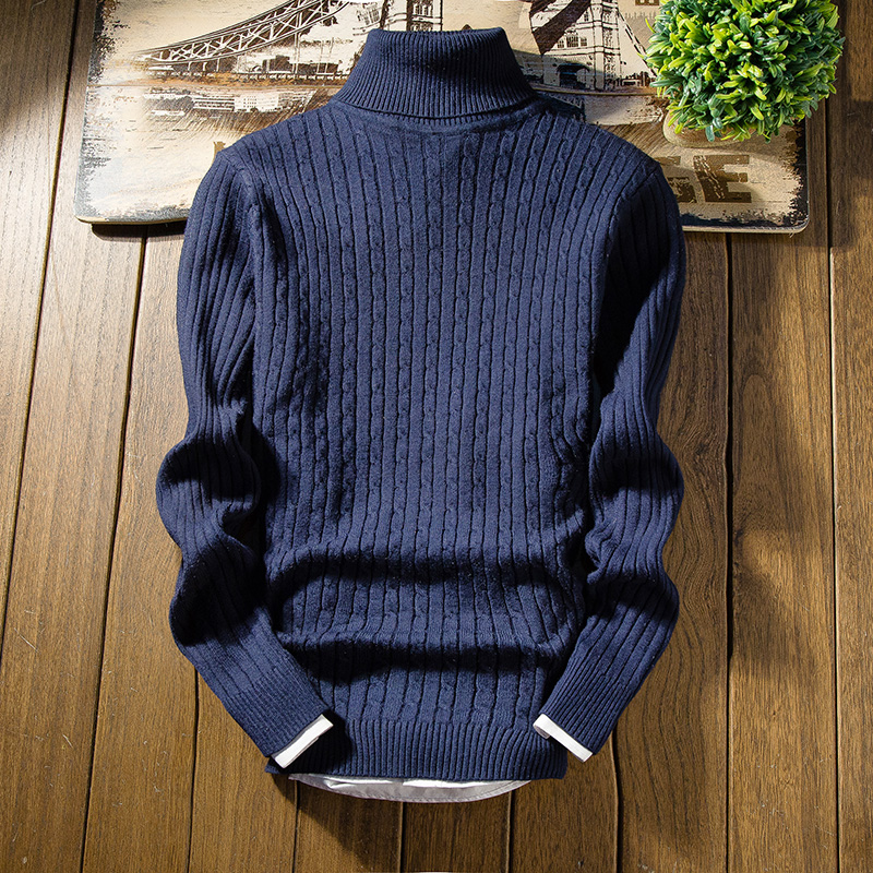 Áo Sweater cổ cao ôm dáng màu trắng/đen/xám/xanh đậm phong cách Hàn Quốc