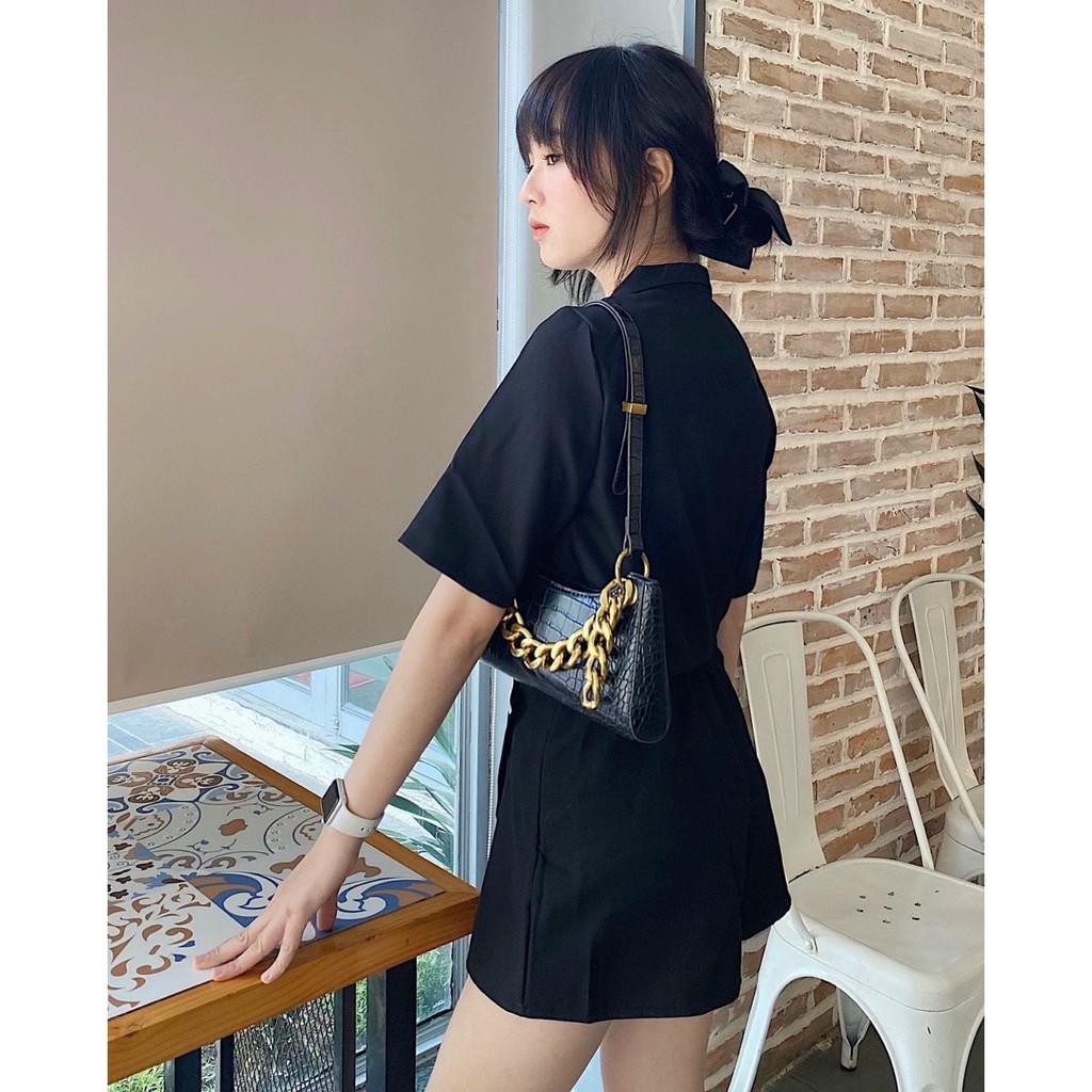 Set vest nữ croptop + chân váy đen | WebRaoVat - webraovat.net.vn