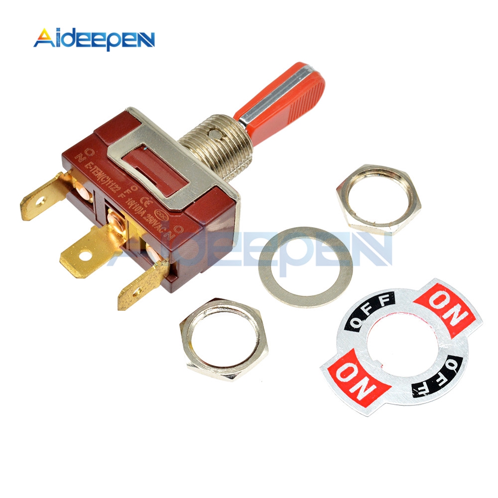 Công Tắc Đòn Bẩy E-Ten  1122 3 Chấu On-Off-On 50000x Lifes Màu Đỏ 250v 16a 29x14.6mm