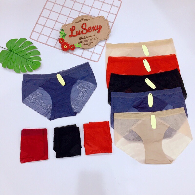 QUẦN LÓT REN NỮ RẺ ĐẸP - Quần lót nữ sexy gợi cảm màu đỏ đen da tàng hình xuyên thấu trong suốt Lusexy