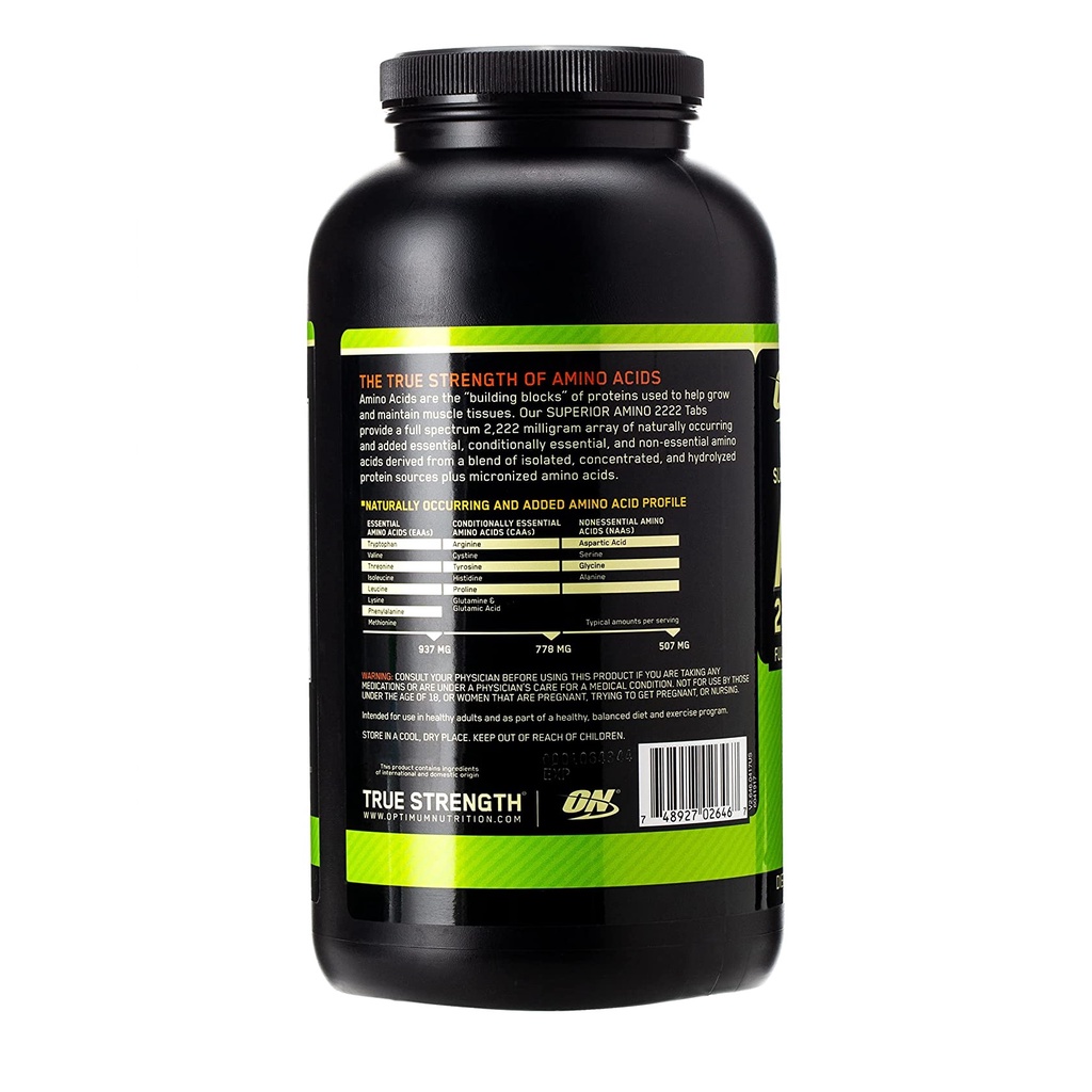 ON Optimum Nutrition Superior Amino 2222 Tabs -  Viên uống tăng cường cơ bắp và phục hồi năng lượng 320 viên