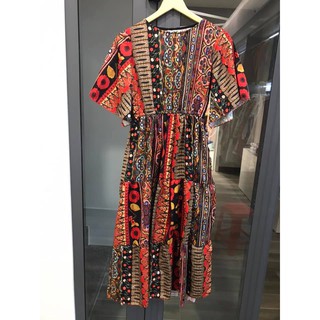 Đầm Maxi Thổ Cẩm Maxi Tay Loe Siêu Yêu