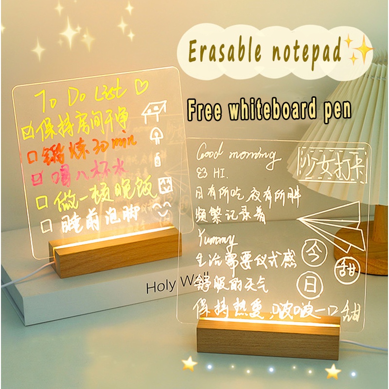 Bảng Ghi Chú Để Bàn Bằng Acrylic Trong Suốt Dạ Quang Có Thể Xóa Được Tiện Dụng