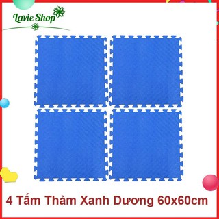Bộ 4 Miếng Thảm Xốp Mềm Lót Sàn Màu Xanh Dương 60x60cm