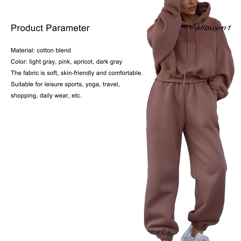 Set áo hoodie + quần dài phong cách năng động thời trang dành cho nữ