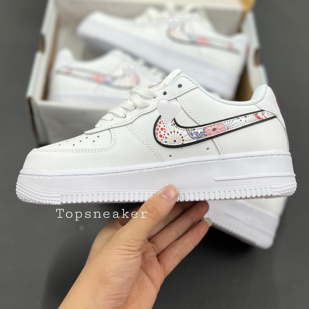 Giày Sneaker AF1 Logo Hoa Giày Thể Thao Nam Nữ Thấp Cổ Full Phụ Kiện