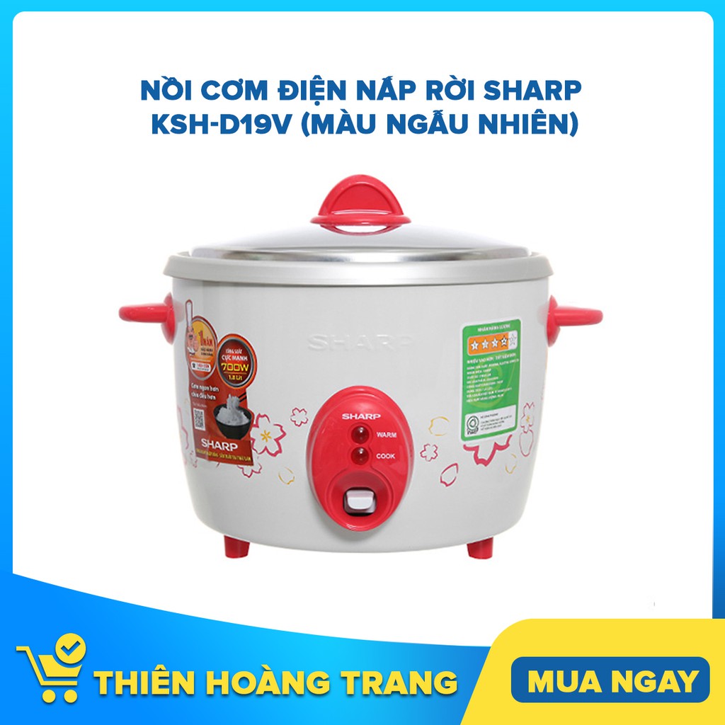 Nồi Cơm Điện Nắp Rời Sharp KSH-D19V (1.8L) - Màu ngẫu nhiên - Chỉ giao khu vực HCM