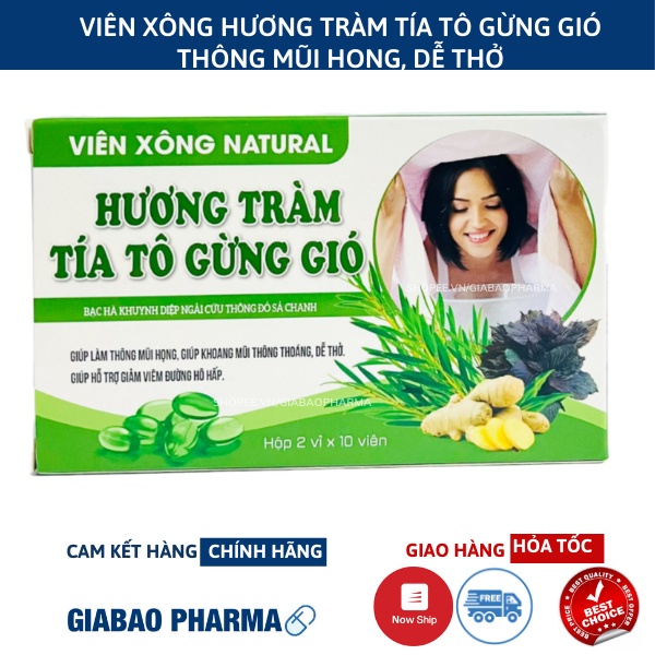 Viên Xông hương tràm tía tô gừng gió Hộp 20 Viên (Dùng cho cảm mạo,cảm cúm,sát trùng mũi họng)