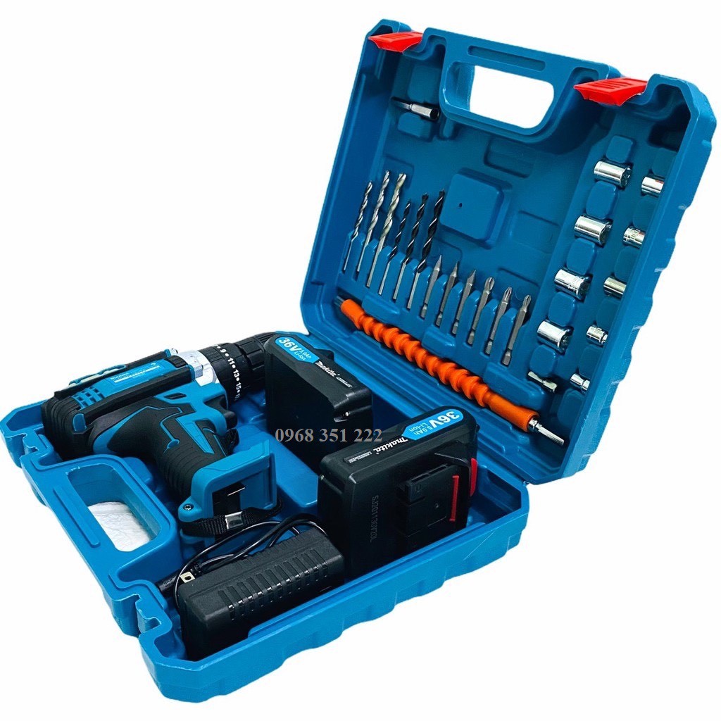 MÁY KHOAN PIN MAKITA 36V KẸP VÍT TẶNG KÈM BỘ PHỤ KIỆN