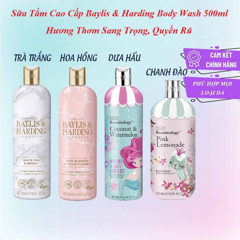 Sữa tắm cao cấp Baylis &amp; Harding hương thơm sang trọng, quyến rũ cho mọi lứa tuổi, làn da 500ml