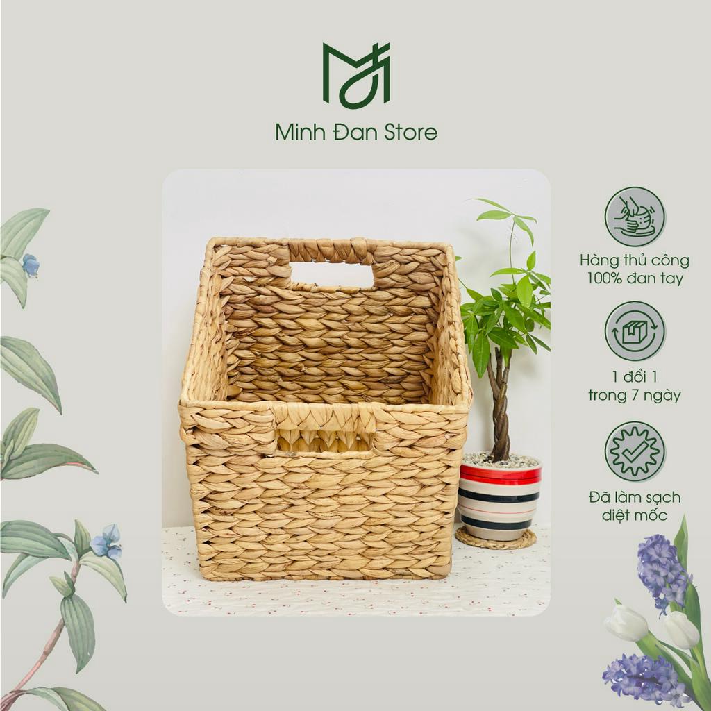 Giỏ lục bình đựng đồ, đựng quần áo, giỏ vuông đựng đồ đa năng, có tay cầm, đựng đồ chơi, decor nhà cửa