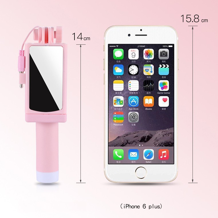 Gậy Chụp Ảnh Tự Sướng Selfie (Có Gương) Kết Nối Cổng Tai Nghe 3.5mm