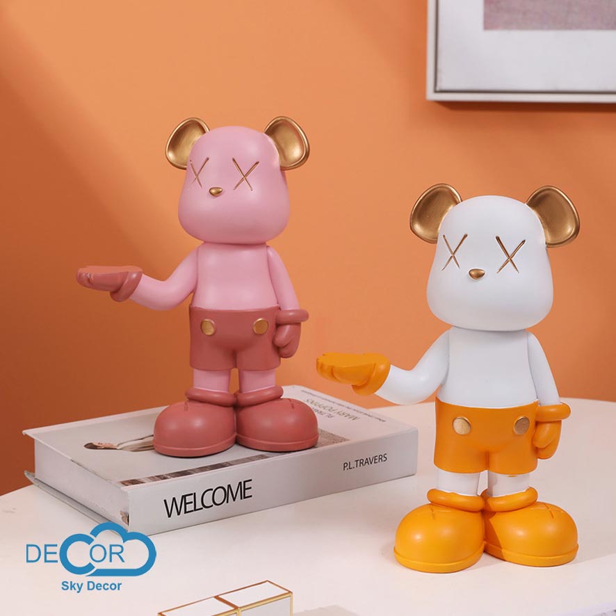 Gấu bê khay Sky Decor Bearbrick - Mô hình, decor phòng khách, quà tặng