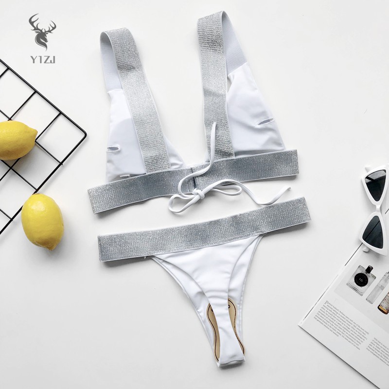 Bộ Đồ Bơi Bikini Lưng Cao Màu Trơn Có Đệm Nâng Ngực Cho Nữ | BigBuy360 - bigbuy360.vn