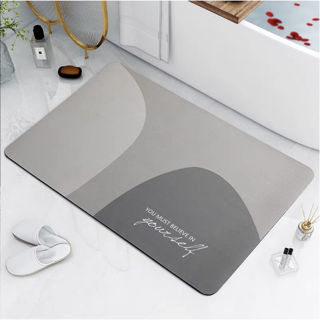 Thảm chùi chân nhà tắm thấm nước tốt (tương tự thảm đá) chất liệu silicon họa tiết hội họa