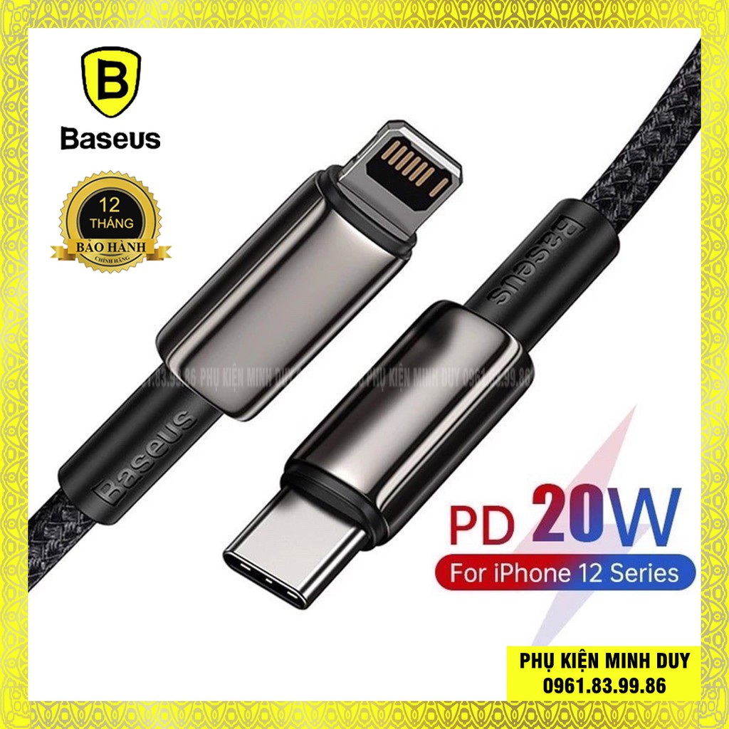 Cáp sạc dữ liệu Iphone 12 Baseus Tungsten Gold Fast Charging Data Cable Type-C to Lightning PD 20W ❤