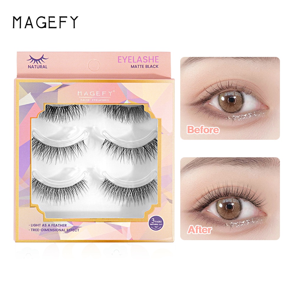 Set 3 cặp mi giả MAGEFY dáng cong hình chữ C tự nhiên