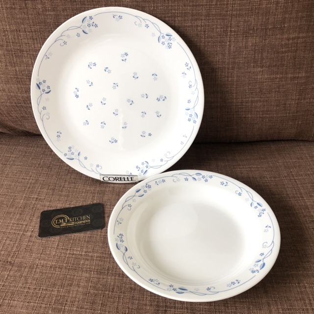 Dĩa thuỷ tinh Mỹ Provincial Blue Corelle (21.5cm-26cm)