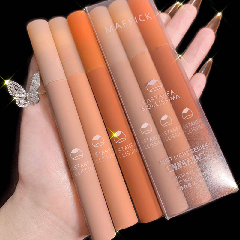 (Hàng Mới Về) Set Son Môi Kèm Hộp Đựng Màu Nhung Lì Xinh Xắn Cho Nữ | BigBuy360 - bigbuy360.vn