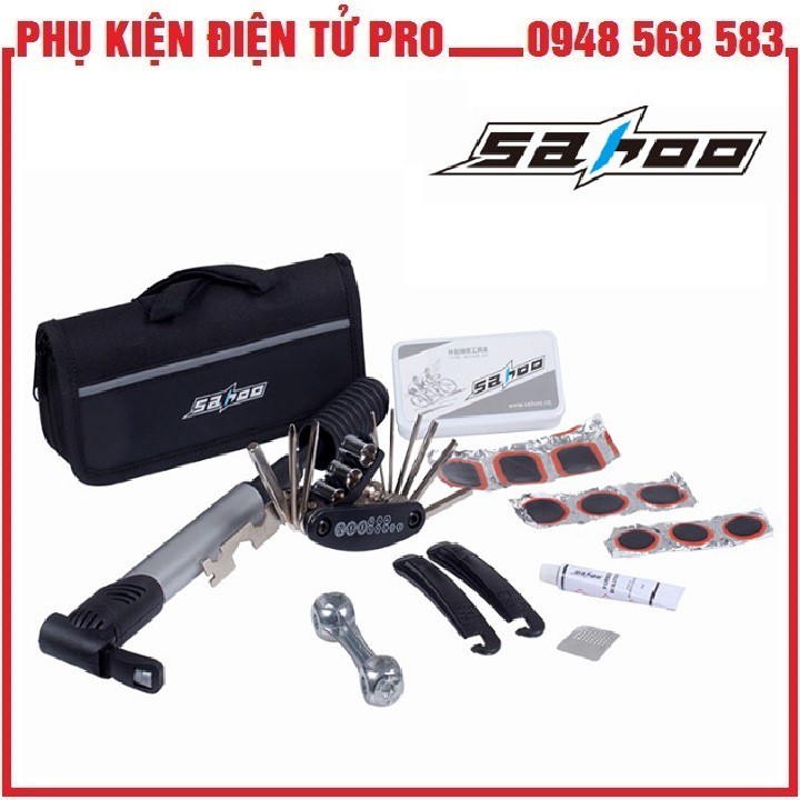 Bộ Túi Kẹp Sườn, Vá Xe, Bơm Xe Đạp Sahoo Cao Cấp