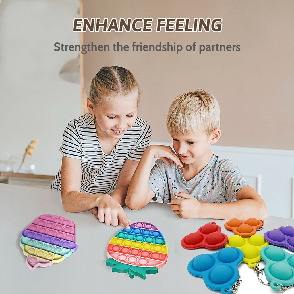 JUJIAJIA Decompression  Kids Educational Push Pop Bubble Silicone Plate 3D Bubble Fidget Sensory Game Rainbow Toy