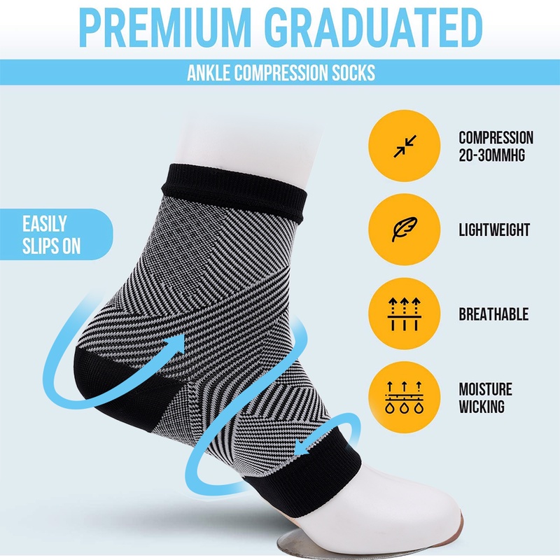 1 Cặp Vớ Nén Bảo Vệ Mắt Cá Chân Chống Trượt Hỗ Trợ Tập Luyện Thể Thao Yoga Pilates