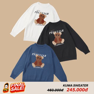 Áo len lông Kuma Sweater GUY's Closet thiết kế, Thêu hình chú gấu, Dáng suông thoải mái