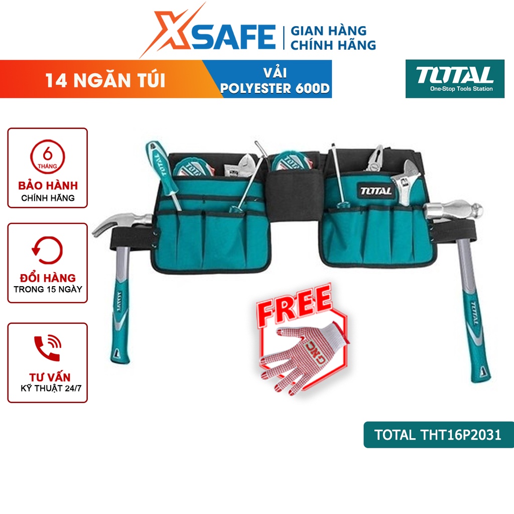 Túi đựng đồ nghề TOTAL THT16P2031 Giỏ đựng công cụ kích thước 2 túi  L26*W23cm và L15*W13cm dây đai điều chỉnh - [XSAFE]