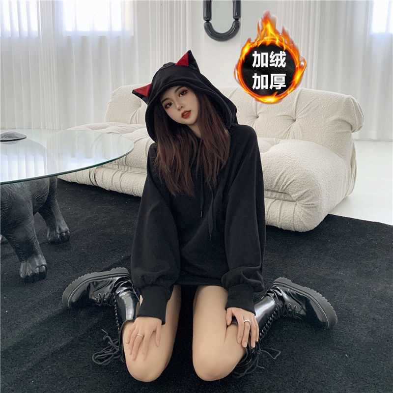 Áo hoodie tai mèo tay dài thời trang xinh xắn