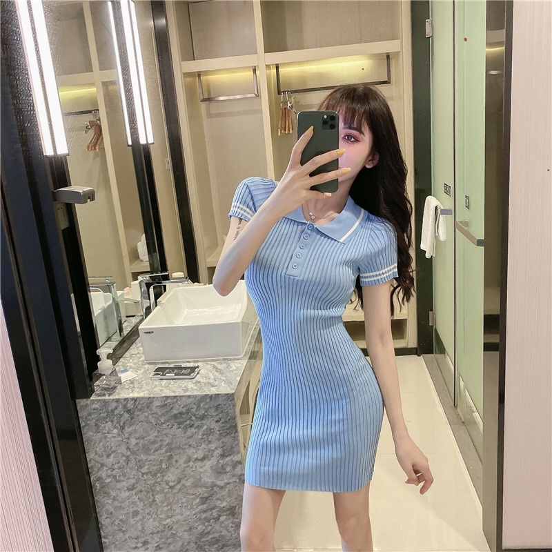 váy dệt kim polo hottrend 2021