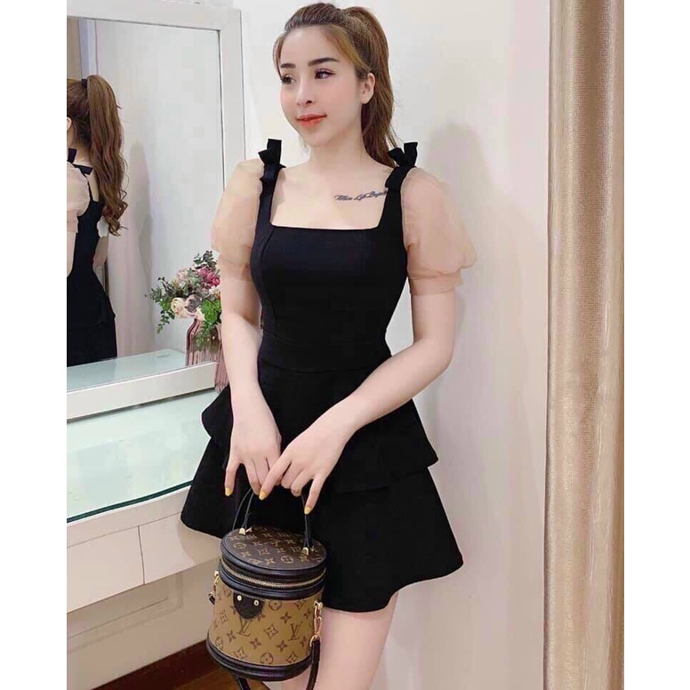 ĐẦM DỰ TIỆC DÁNG XÒE HAI TẦNG ĐƠN GIẢN XINH XẮN