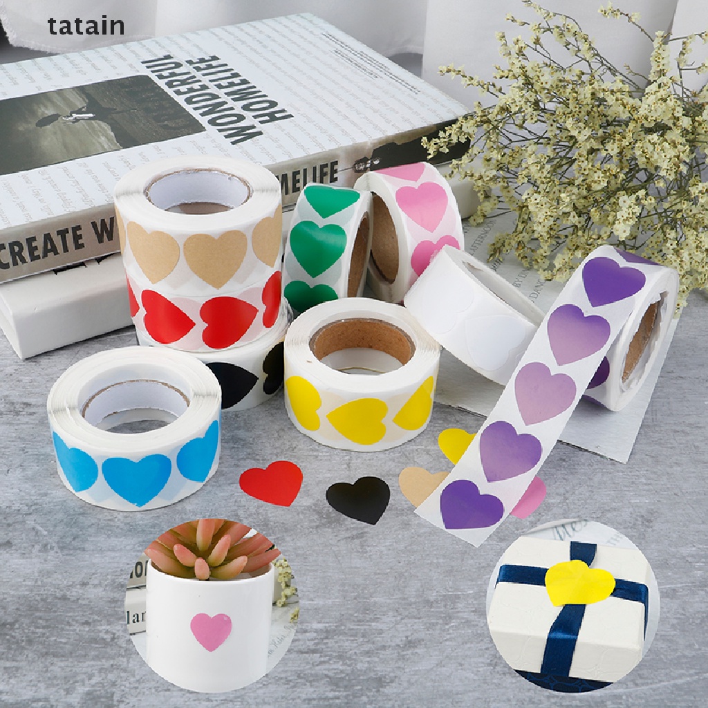 [TAT] 500Pcs/Roll Love Heart Shaped Seal Labels Package Label Sticker mark CVX