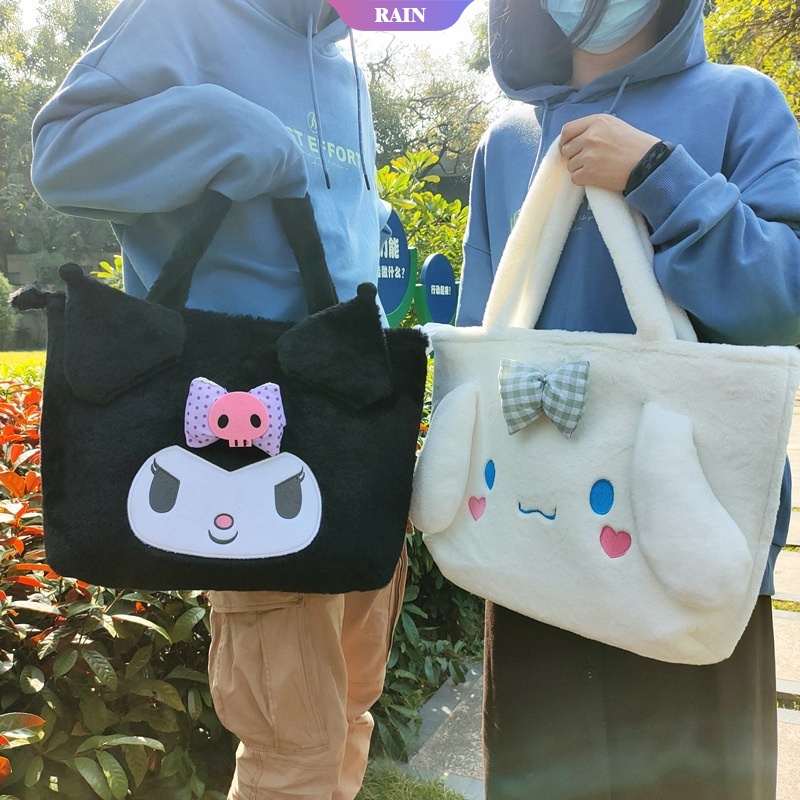 SANRIO Túi Xách Đeo Vai Vải Bông Kích Thước Lớn In Hoạt Hình Cinnamoroll My Melody Kuromi Đáng Yêu Đựng Laptop [RAIN]