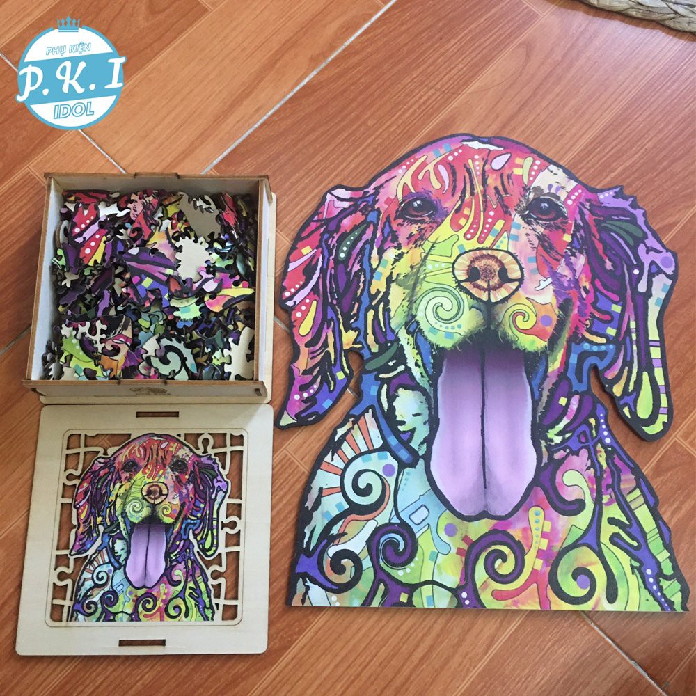 Tranh Ghép PUZZLE Cho Bé – Hình Con Chó Bảy Màu