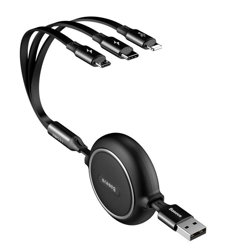Cáp sạc dây rút 3 đầu Baseus Golden Loop 3 in 1 Elastic