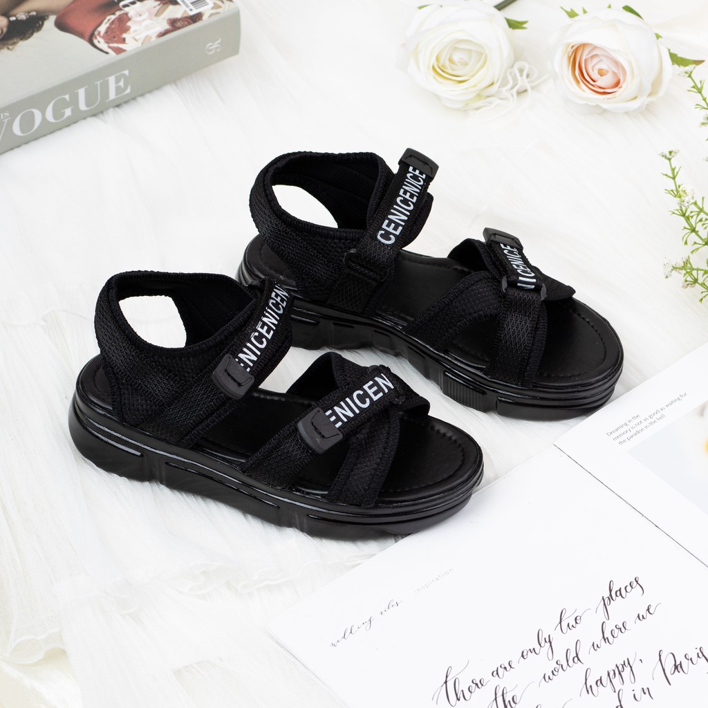 GIÀY SANDAL NỮ THỜI TRANG MWC-  ĐẾ CAO QUAI CHÉO PHỐI CHỮ NĂNG ĐỘNG NUSD- 2816