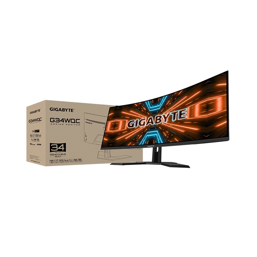 Màn hình Gigabyte G34WQC-EK (34inch/QHD/VA/144Hz/1ms/350nits/HDMI+DP+USB/Loa/FreeSync/Cong) | BigBuy360 - bigbuy360.vn