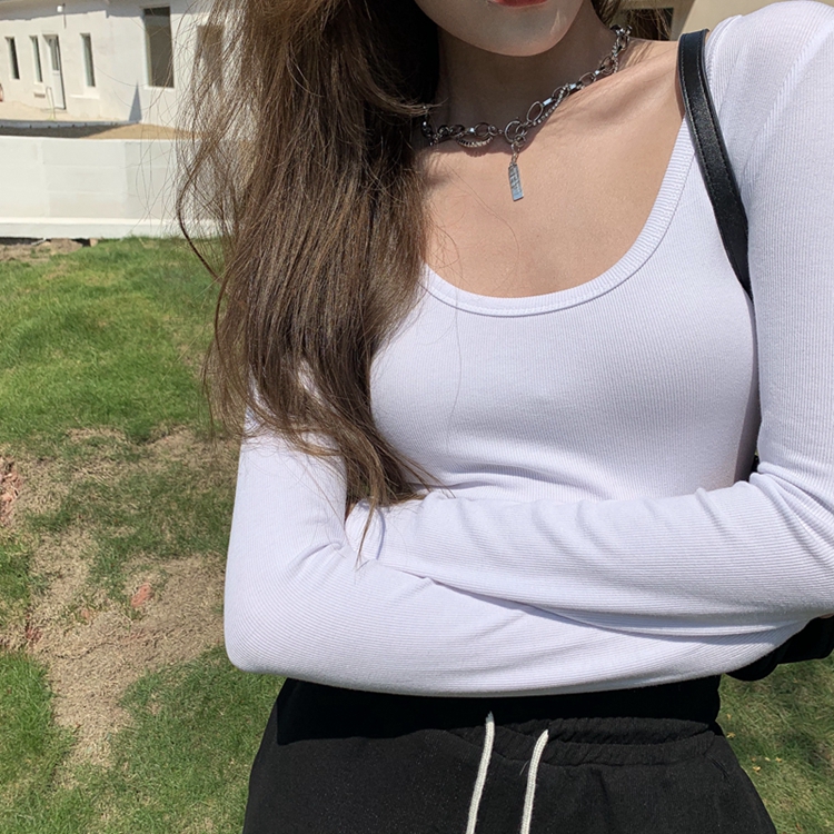 DUNEA Áo Thun Tay Dài Ôm Dáng Thời Trang Trẻ Trung Cho Nữ