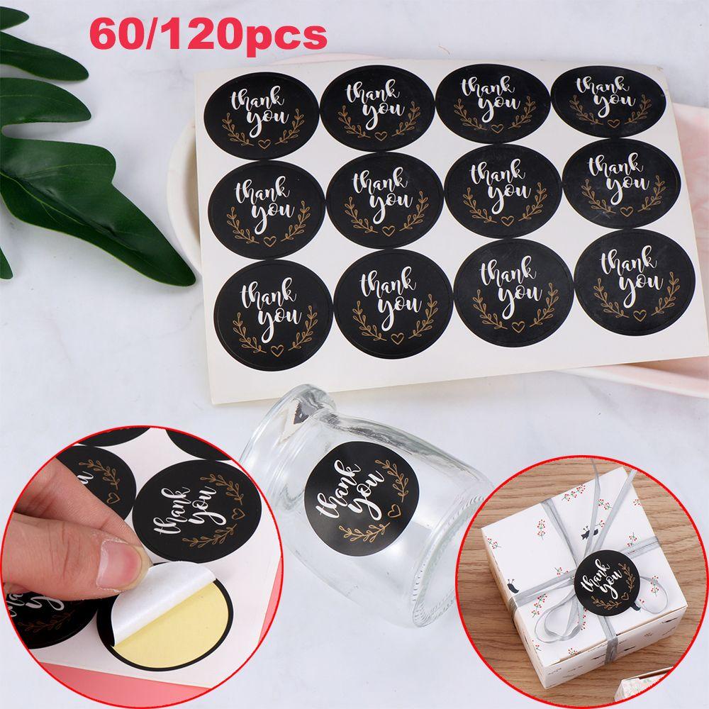 LAYOR1 Set 60 / 120 Miếng Dán Tròn In Chữ Thank You Trang Trí Túi Bánh