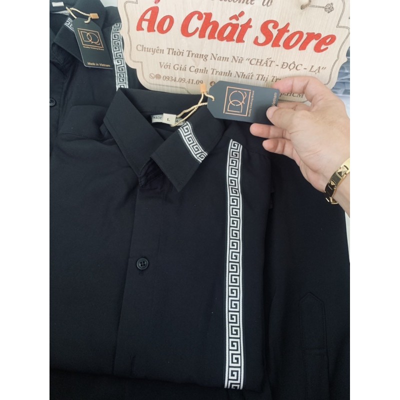 (Ảnh Thật) Áo Sơ Mi Nam Đen Viền Thổ Cẩm Cực Đẹp | Hàng Form Chuẩn Shop | BigBuy360 - bigbuy360.vn