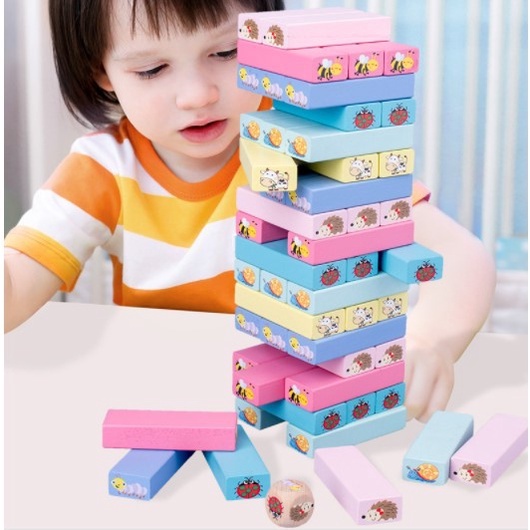 Đồ Chơi Rút Gỗ Nhiều Màu Sắc 51 Thanh Hình Dáng Côn Trùng Ngộ Nghĩnh Cỡ Lớn - Đồ Chơi Thông Minh