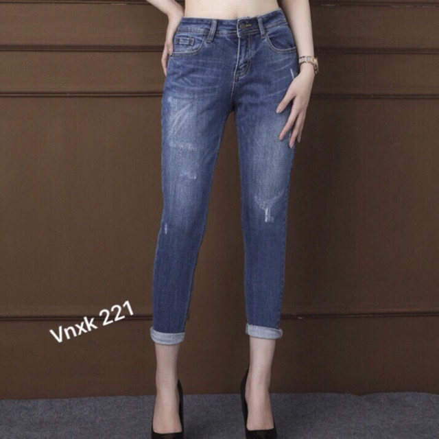 quần JEAN nữ vnxk - dáng boyfriend dài 9 tấc chất vải co dãn xịn chuẩn xuất khẩu châu âu