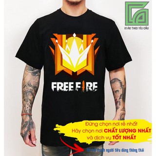 SALE- (Tặng Kèm Móc Khóa) Áo Thun đen Free Fire Rank thách đấu logo huyền thoại - áo FF chất