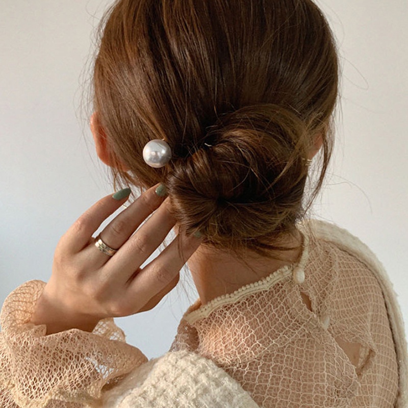 1 Trâm Cài Tóc Chữ U Đính Ngọc Trai Nhân Tạo Thời Trang