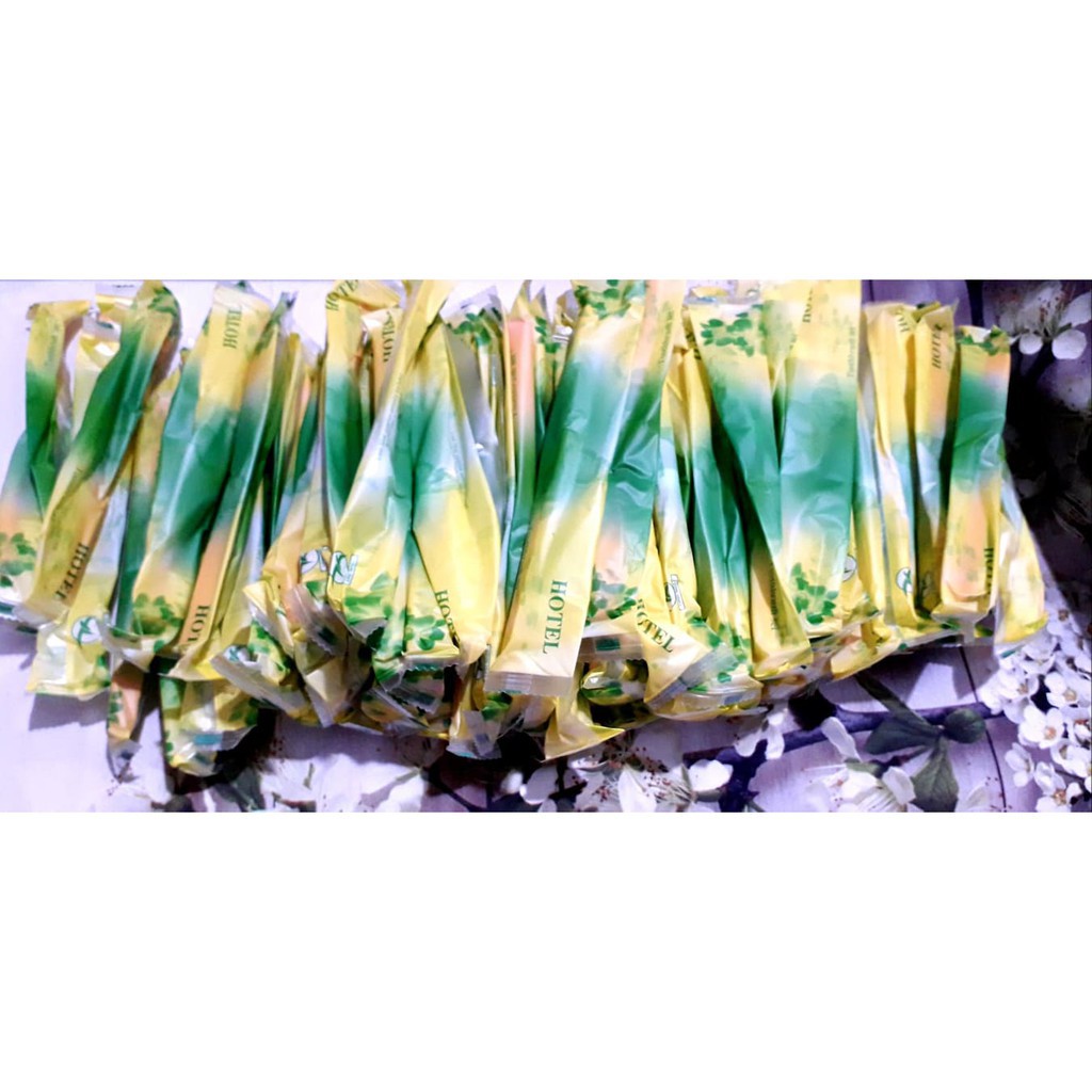 Sỉ 100 bộ Bàn chải đánh răng kèm kem ( dùng trong khách sạn và nhà nghỉ) loại cao cấp - vỏ hoa hồng vàng