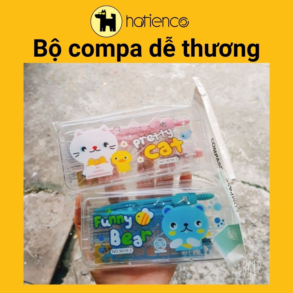 Bộ Compa và thước hình dễ thương