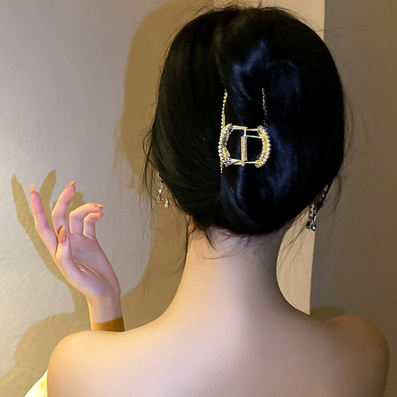 Kẹp tóc dài bằng hợp kim đính ngọc trai giả dễ thương cho nữ